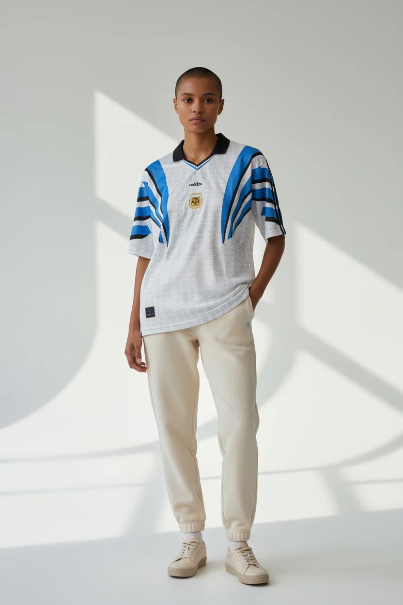 Argentina 1997 Third Shirt Five Sleeve with collar and embroidery - Image 3