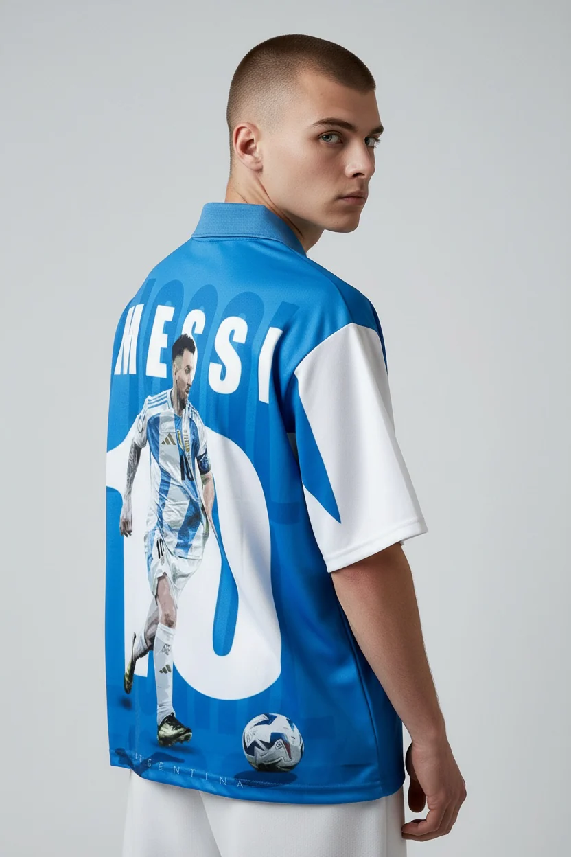 Argentina special Messi fan edition ,Five sleeve collar with Embroidery - Image 3