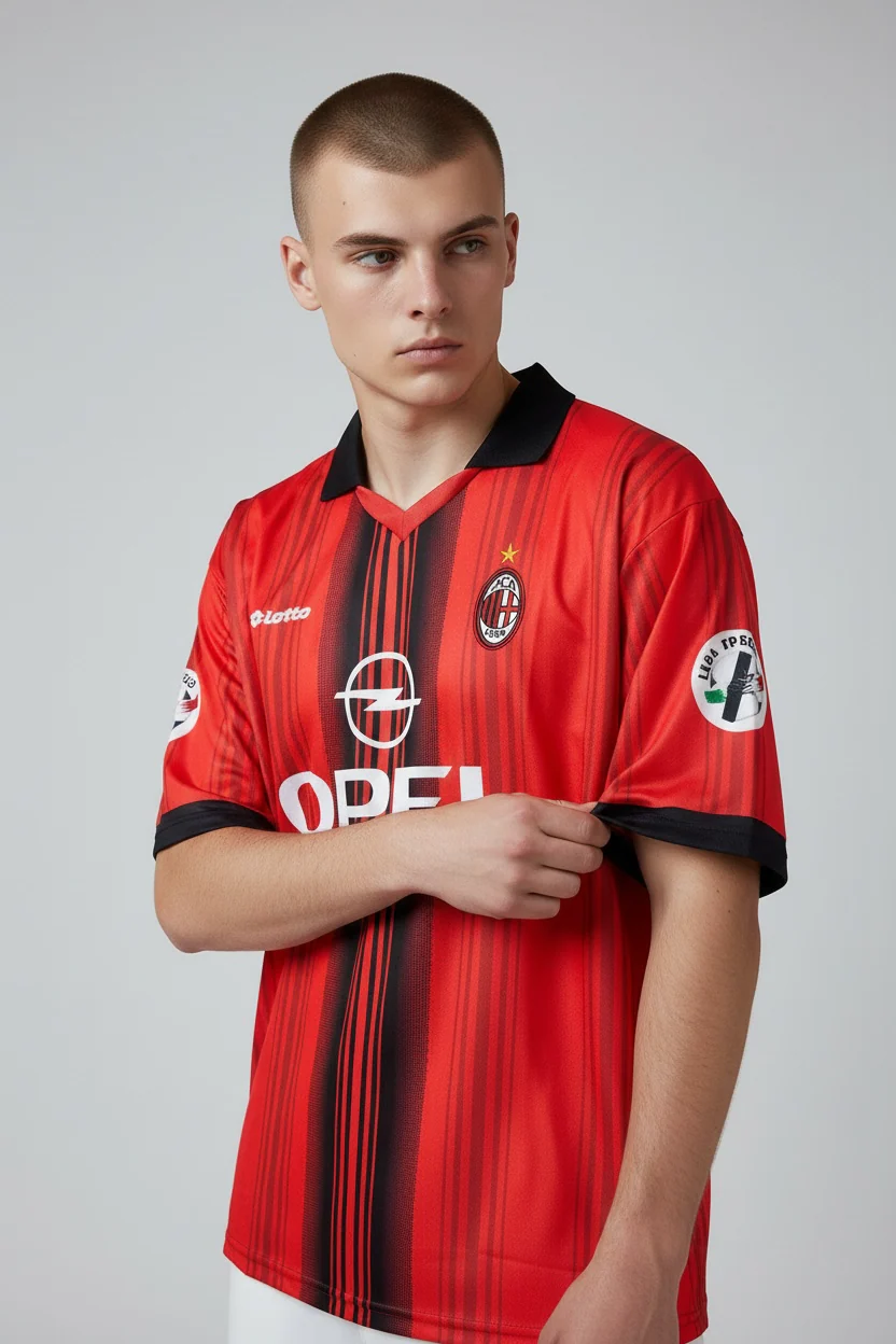 Maldini-3 Ac Milan 1997/98  Five sleeve with collar and embroidery - Image 3
