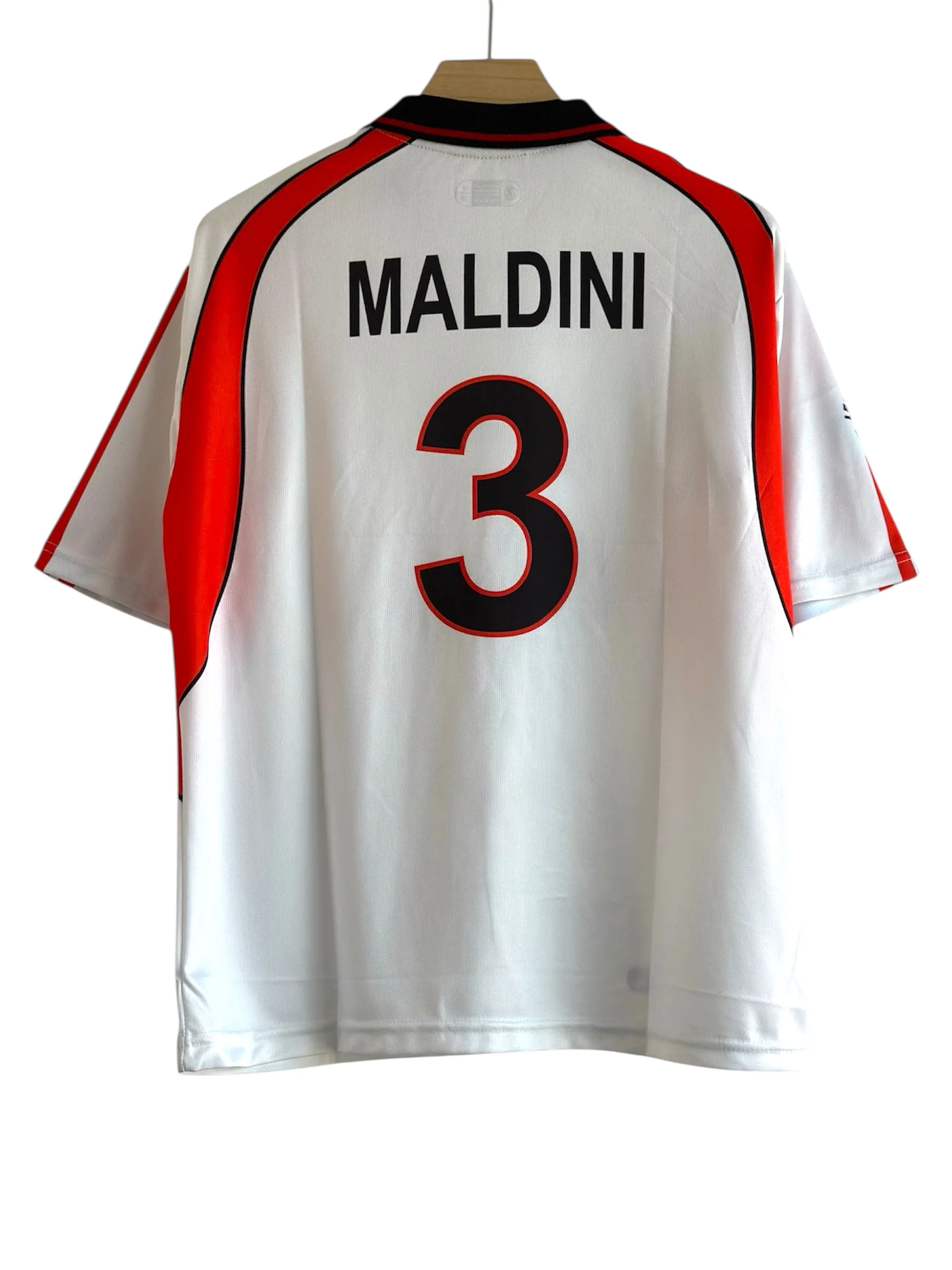 Maldini-3 Ac Milan 2000/01 Five sleeve with collar and embroidery - Image 2