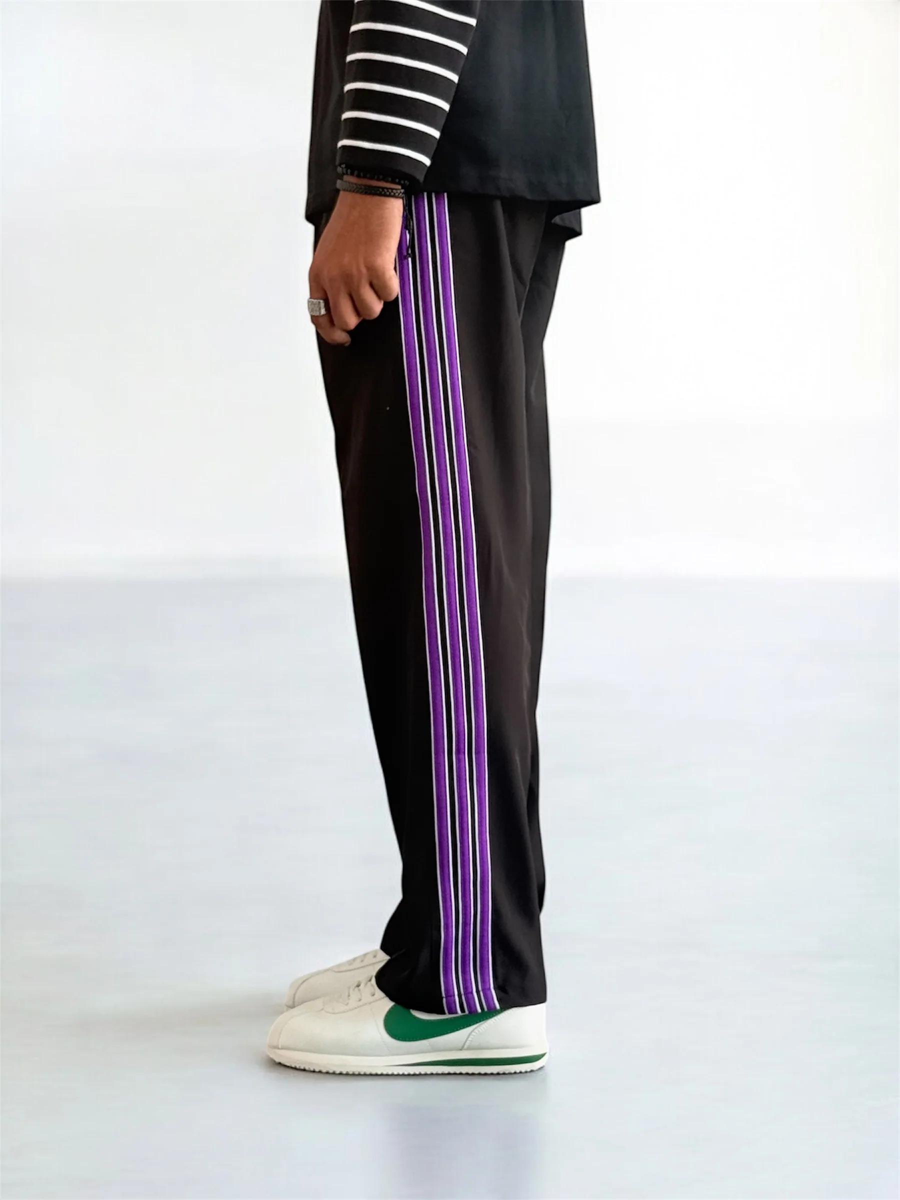 Premium straight-fit track pants for a clean modern look (black and indigo ) - Image 3