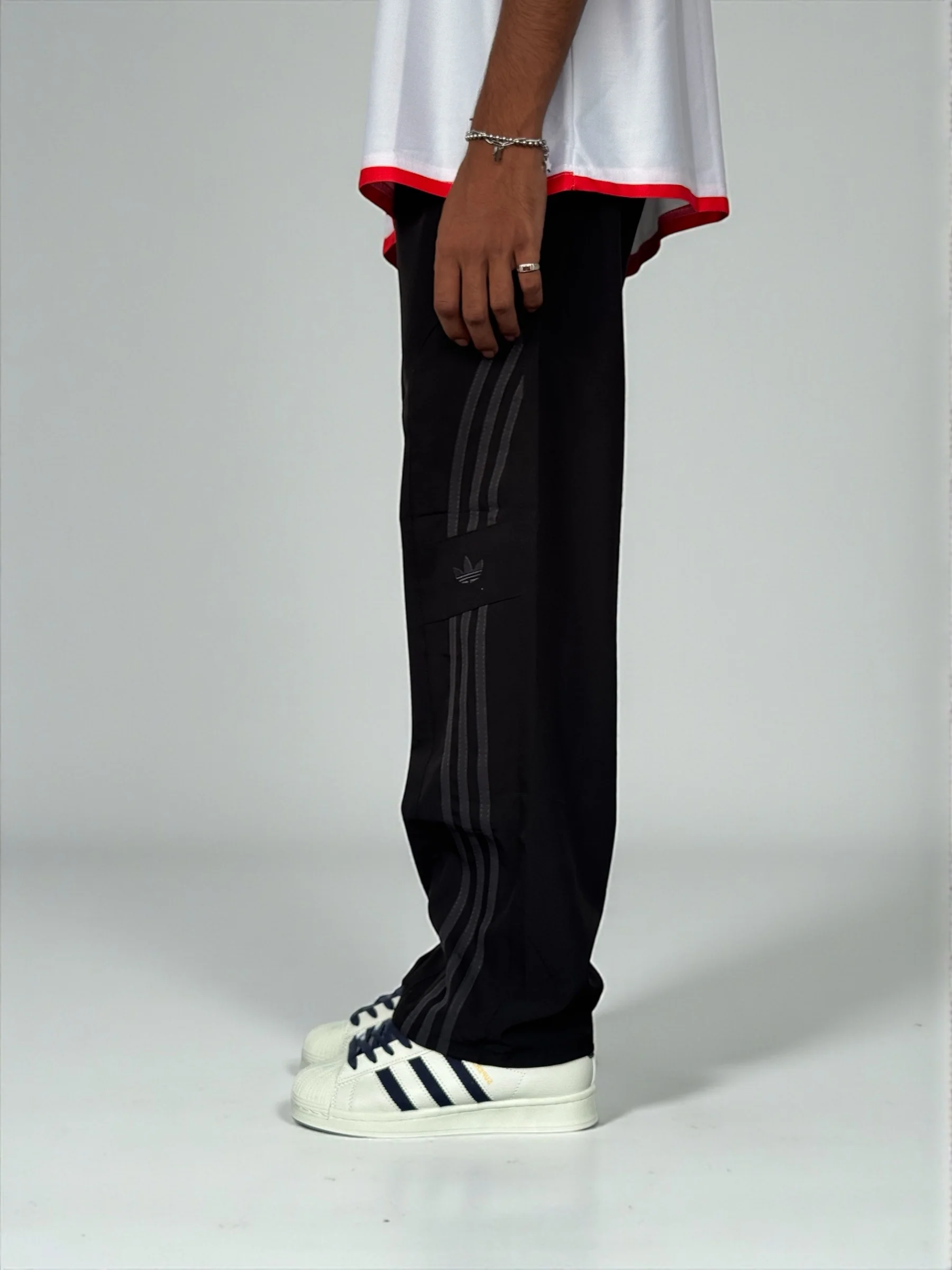 Premium straight-fit track pants for a clean, modern look (black with gray ) Embroidery logos - Image 3