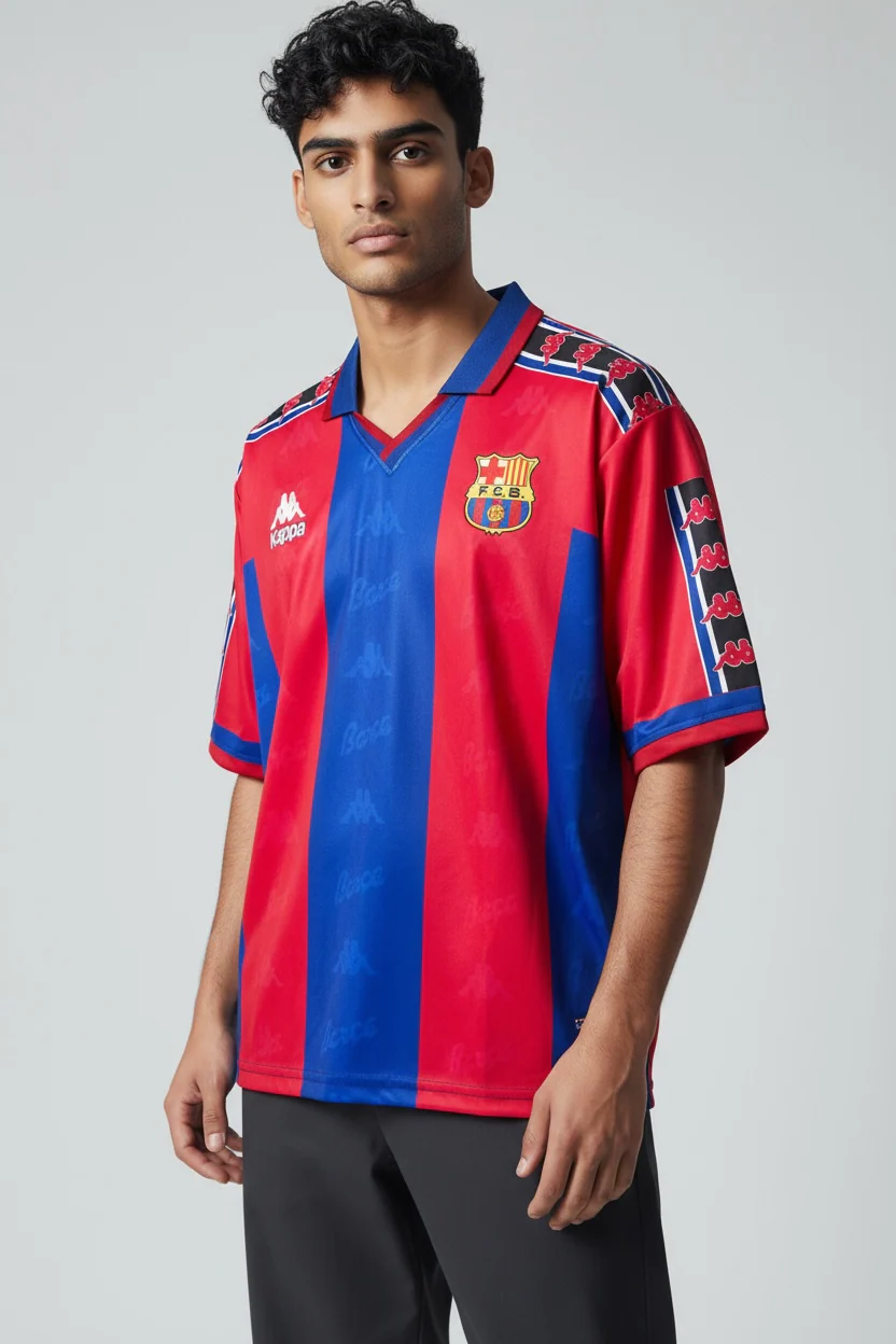 Ronaldo-09 Barcelona 1995/97 Home Five sleeve with Collar - Image 3